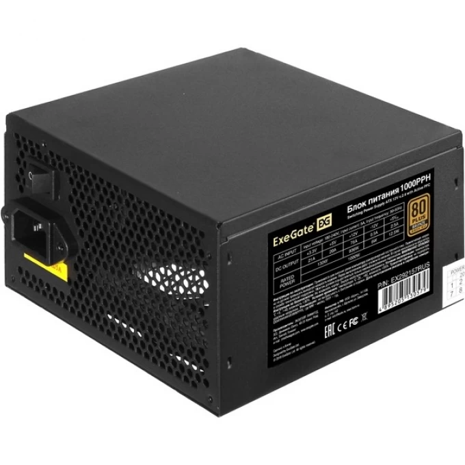 Блок питания 1000W EXEGATE 80 PLUS® Bronze 1000PPH ATX, APFC, КПД 89% EX292157RUS Блок питания 1000W EXEGATE 80 PLUS® Bronze 1000PPH ATX, APFC, КПД 89% EX292157RUS