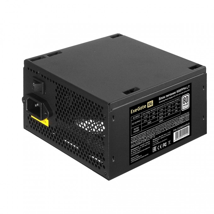 Блок питания 600W EXEGATE 80 PLUS® , кабель 220V с защитой от выдергивания) 600PPH-LT-S-OEM Блок питания 600W EXEGATE 80 PLUS® , кабель 220V с защитой от выдергивания) 600PPH-LT-S-OEM