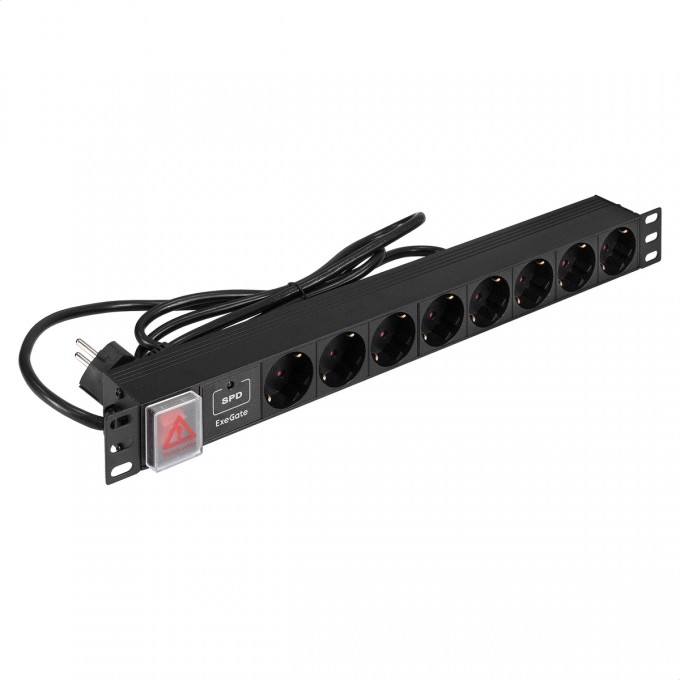 Блок розеток EXEGATE SERVERPRO PDU-19H804 Al-8S-EU2.5CU-SW-SPD1 EX299605RUS