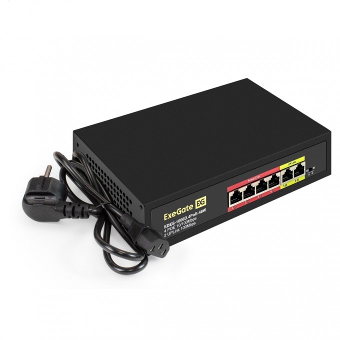 Коммутатор неуправляемый EXEGATE EDES-1006D.4POE-48W EX299020RUS Коммутатор неуправляемый EXEGATE EDES-1006D.4POE-48W EX299020RUS