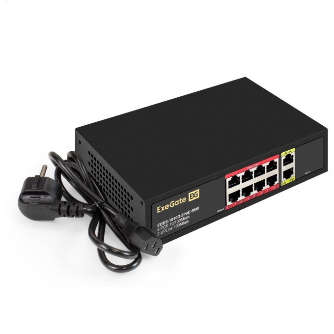 Коммутатор неуправляемый EXEGATE EDES-1010D.8POE-96W EX299021RUS Коммутатор неуправляемый EXEGATE EDES-1010D.8POE-96W EX299021RUS