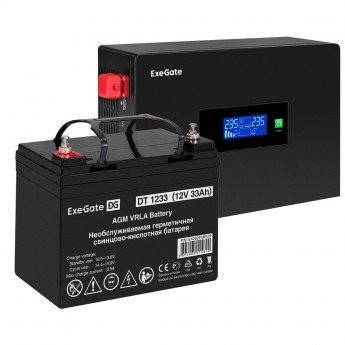 Комплект ИБП EXEGATE IDEALSINE SR-1000.LCD.2SH + батарея 33Aч, 1 шт