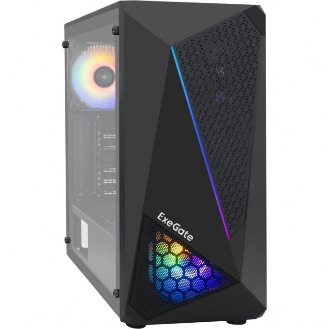 Корпус Miditower EXEGATE EVO-8225-NPX600 ATX, БП 600NPX, черный с RGB подсветкой EX293015RUS Корпус Miditower EXEGATE EVO-8225-NPX600 ATX, БП 600NPX, черный с RGB подсветкой EX293015RUS